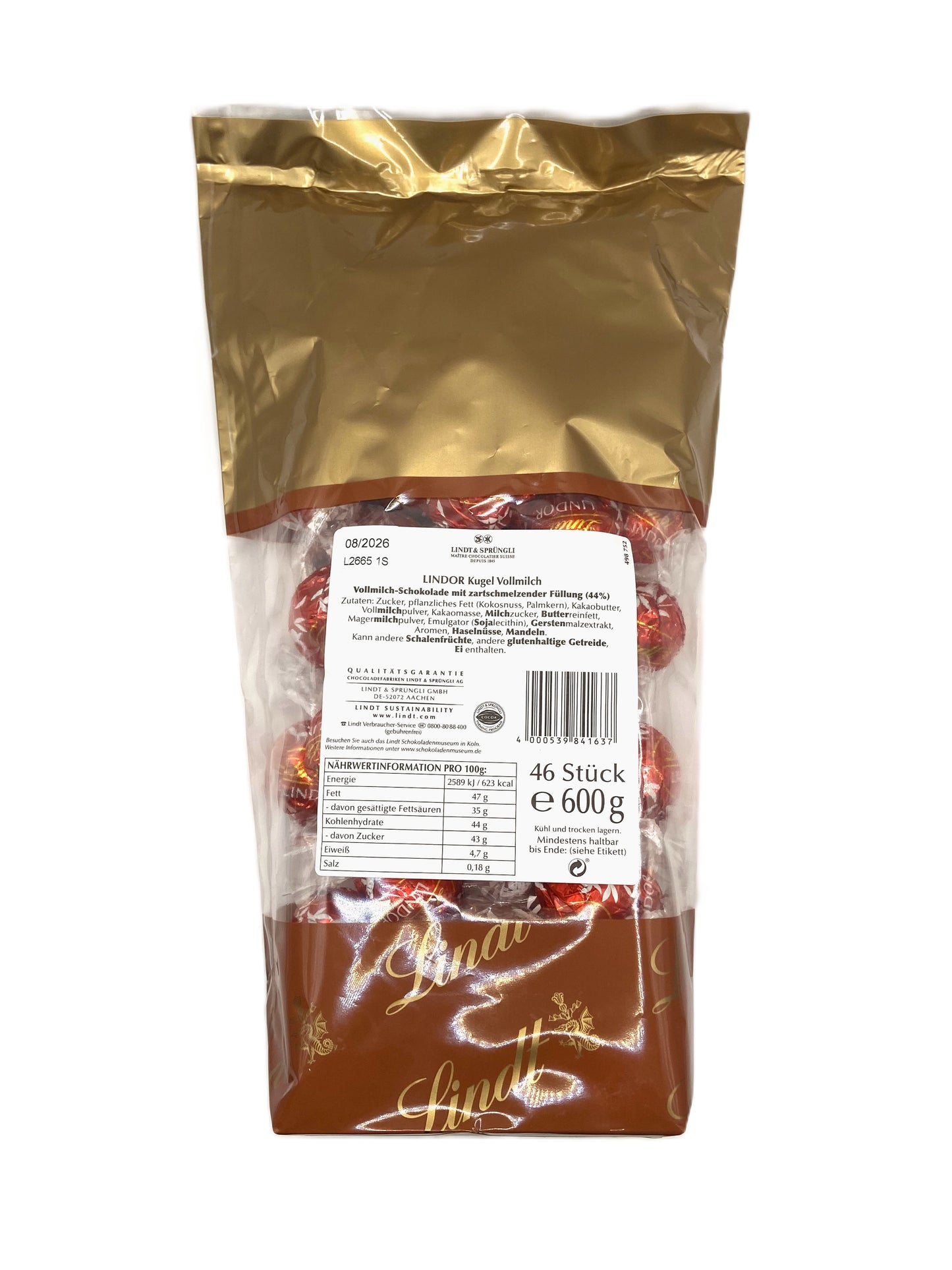 Lindt LINDOR Kugeln Vollmilch, 600g Beutel