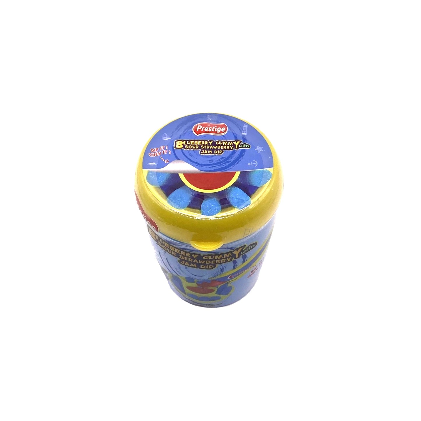 Prestige Blueberry Gummy mit saurem Erdbeer-Dip – Fruchtgummi & Sour Jam Dip – 70 g