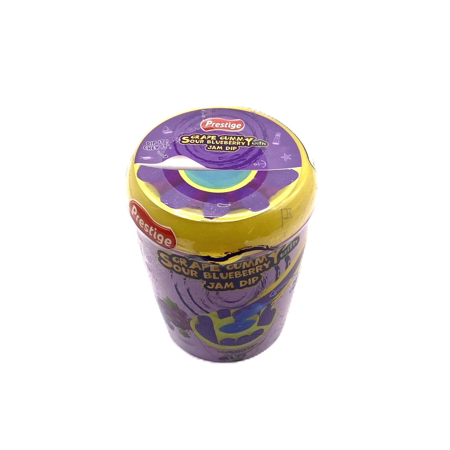 Prestige Grape Gummy mit saurem Blaubeer-Dip – Trauben-Fruchtgummi & Sour Jam Dip – 70 g