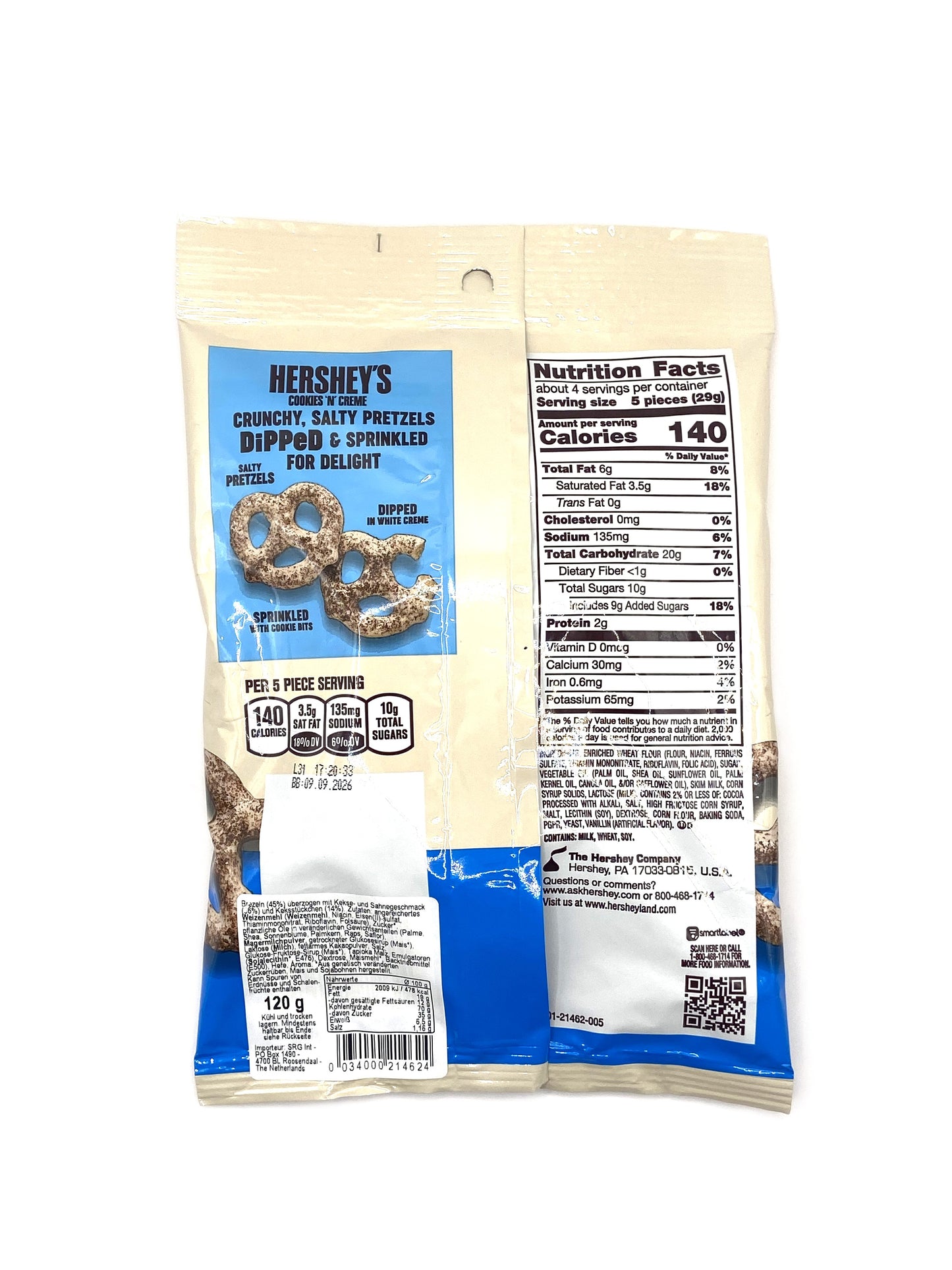 HERSHEY'S Cookies 'N Creme Pretzels 120g - Salzig & Süß