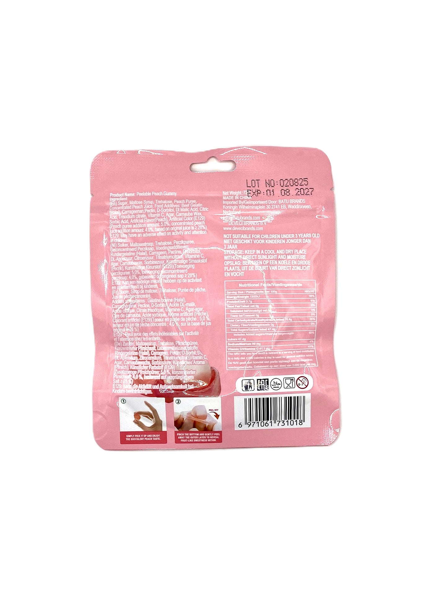 Toppie Peelable Peach Gummy (Schälbare Pfirsich-Fruchtgummis)