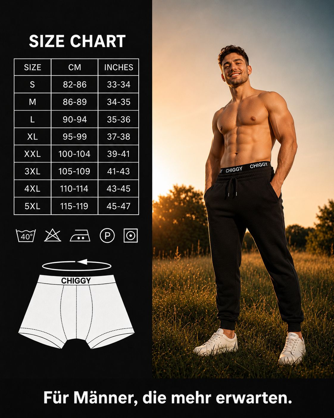 CHIGGY 6er Pack Herren Boxershorts (Klassisch Schwarz) – Atmungsaktiv & Hautfreundlich