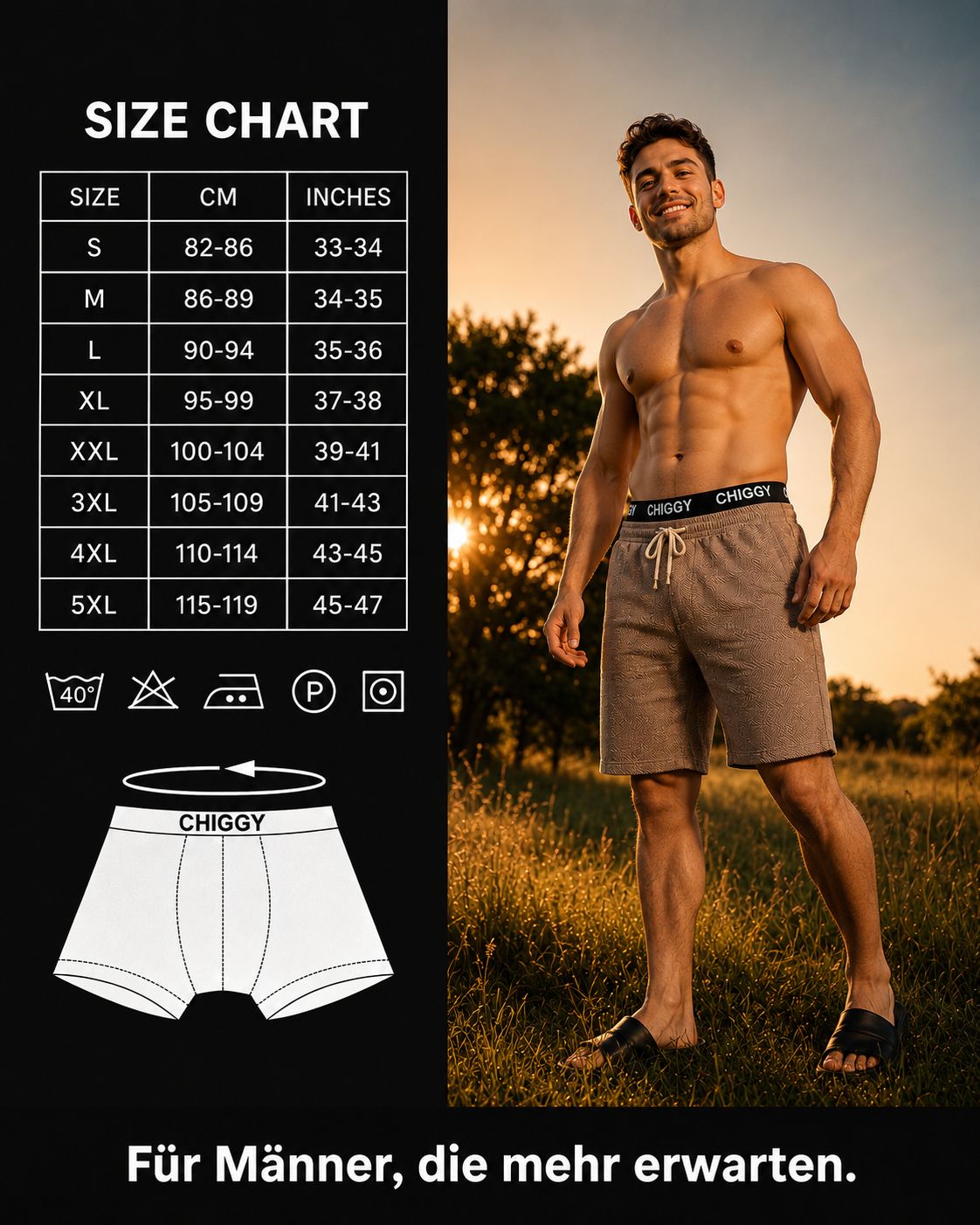 CHIGGY 6er Pack Herren Boxershorts (Klassisch Schwarz) – Atmungsaktiv & Hautfreundlich